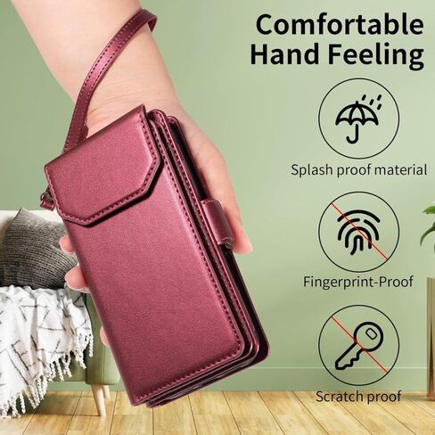 Asuwish Phone Case for Samsung Galaxy A33 5G Cell Wallet Cover with Tempered Glass Screen Protector Flip Credit Card Holder Slot Stand A 33 33A Women Men Folio Purse Lanyard Wrist Strap Red in Saudi Arabia