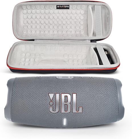 JBL Charge 5 Portable Waterproof Wireless Bluetooth Speaker Bundle with Boomph Portable Hard Carrying Protective Case - Black in Saudi Arabia