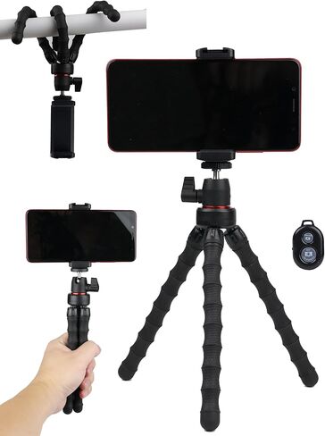 Flexible Mini Tripod for Cell Phone with Wireless Remote and Clip, Compatible with iPhone 17 16 15,Android for Video Recording, Travle, Vlogging Selfie in Saudi Arabia