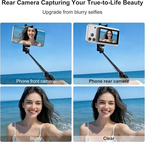 شاشة مراقبة سيلفي متوافقة مع iPhone 17 وما دونه وأندرويد، شاشة لمس مغناطيسية لكاميرا خلفية Vlog، 4K 60 إطارًا في الثانية، نطاق 164 قدمًا، 1500 مللي أمبير في الساعة، شاشة سيلفي لـ Vlog Live Stream TikTok YouTube (أسود) in Kuwait