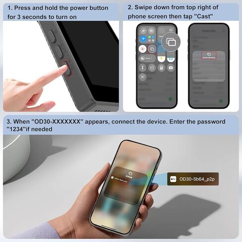 شاشة مراقبة سيلفي متوافقة مع iPhone 17 وما دونه وأندرويد، شاشة لمس مغناطيسية لكاميرا خلفية Vlog، 4K 60 إطارًا في الثانية، نطاق 164 قدمًا، 1500 مللي أمبير في الساعة، شاشة سيلفي لـ Vlog Live Stream TikTok YouTube (أسود) in Kuwait