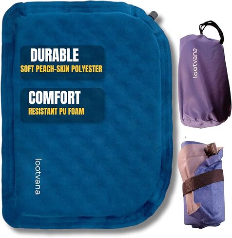Inflatable Stadium Seat Cushion – Self-Inflating Memory Foam Pad for Long Flights, Camping, Office, Car & Outdoor – Portable Bleacher Chair Cushion for Long Sitting Comfort (Grey) in Saudi Arabia