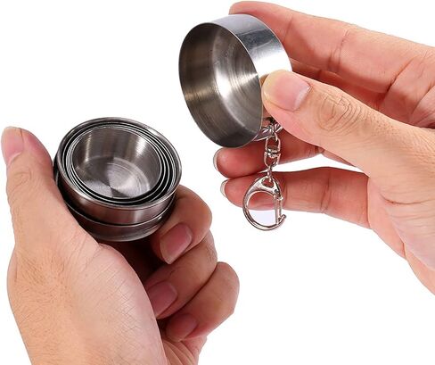 Fdit Stainless Steel Foldable Cup, Retractable Telescopic Travel Cup with Keychain for Camping, Hiking, Mountaineering and Outdoor Activities. Ingenious and Practical Cup in Saudi Arabia