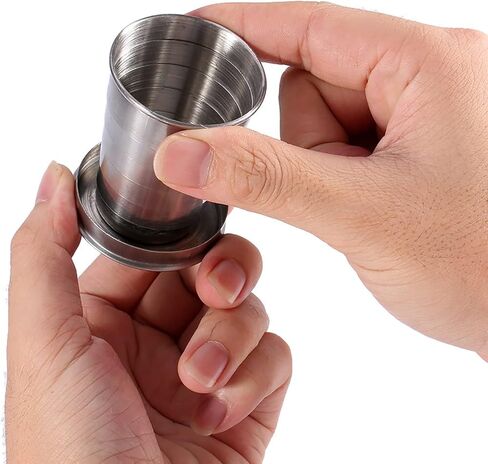 Fdit Stainless Steel Foldable Cup, Retractable Telescopic Travel Cup with Keychain for Camping, Hiking, Mountaineering and Outdoor Activities. Ingenious and Practical Cup in Saudi Arabia