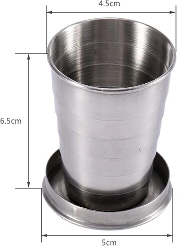 Fdit Stainless Steel Foldable Cup, Retractable Telescopic Travel Cup with Keychain for Camping, Hiking, Mountaineering and Outdoor Activities. Ingenious and Practical Cup in Saudi Arabia