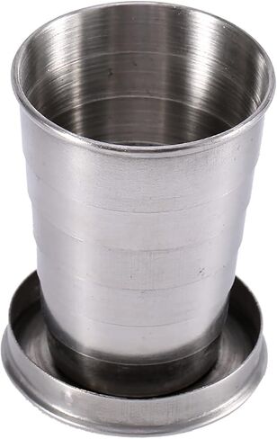Fdit Stainless Steel Foldable Cup, Retractable Telescopic Travel Cup with Keychain for Camping, Hiking, Mountaineering and Outdoor Activities. Ingenious and Practical Cup in Saudi Arabia