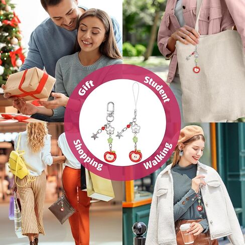 2Pcs Cute Phone Charms, Phone Key Chains Straps, Red Cellphone Keychain for Keys Bags Camera in Saudi Arabia
