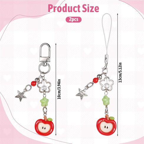 2Pcs Cute Phone Charms, Phone Key Chains Straps, Red Cellphone Keychain for Keys Bags Camera in Saudi Arabia