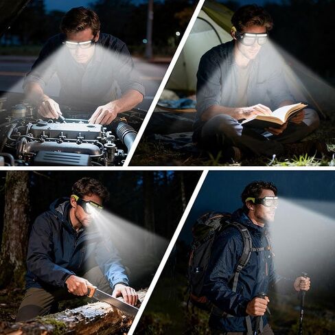 LED Rechargeable Headlight Glasses – Motion Sensor & Touch Control 5 Modes,Portable Headlamp Flashlight Glasses with Lights,USB C Light up Hands-Free Glasses for Camping Emergency in Saudi Arabia