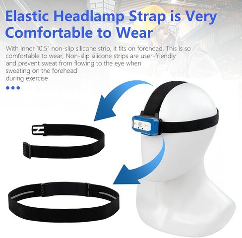 عصابة رأس مرنة للمصابيح الأمامية، تناسب معظم المصابيح الأمامية، Black Diamond Petzl Princeton Tec Energizer Pelican Silva Fenix ​​Headlamps بعرض 2.54 سم، شريط مريح، التثبيت لا يسقط - عبوتان in Kuwait