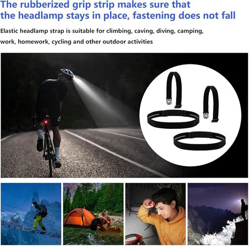 عصابة رأس مرنة للمصابيح الأمامية، تناسب معظم المصابيح الأمامية، Black Diamond Petzl Princeton Tec Energizer Pelican Silva Fenix ​​Headlamps بعرض 2.54 سم، شريط مريح، التثبيت لا يسقط - عبوتان in Kuwait