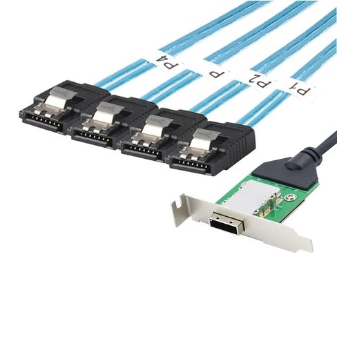 Mini SAS HD SFF-8088 26Pin Female to 4X SATA 7Pin 180° Cable, 0.5m/19.6in 12Gbps High-Speed Server Data Cable in Saudi Arabia