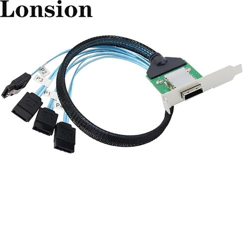 Mini SAS HD SFF-8088 26Pin Female to 4X SATA 7Pin 180° Cable, 0.5m/19.6in 12Gbps High-Speed Server Data Cable in Saudi Arabia