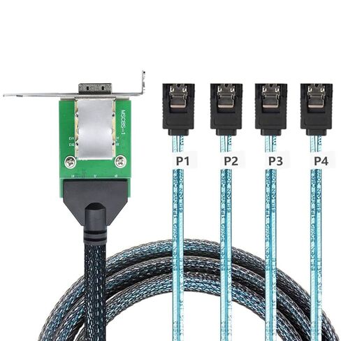 Mini SAS HD SFF-8088 26Pin Female to 4X SATA 7Pin 180° Cable, 0.5m/19.6in 12Gbps High-Speed Server Data Cable in Saudi Arabia