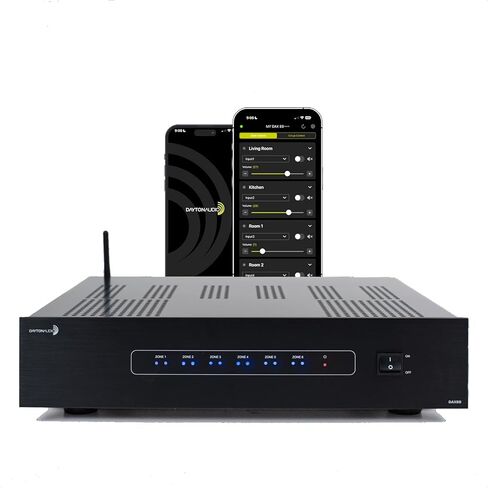 Dayton Audio Whole Home Audio System – 8-Zone DAX88 Matrix Amplifier with 6 Pairs of 8" in-Ceiling Speakers – Multi-Room Wi-Fi Audio Controller with App Control and High-Power Amp in Saudi Arabia