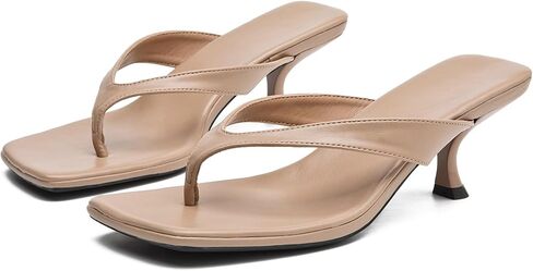 Dadawen Women's Histen Heels Thong Sandals Square Open Tee Flip Flop Cheels Slip on Fashion Summer Summer Party Party Pumps Heeled Sandals in Kuwait