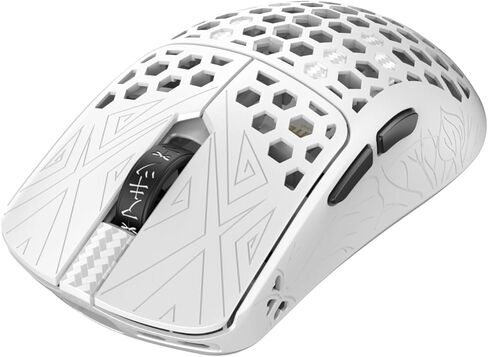 Tenko - Akitsu Medium Carbon Fiber Gaming Mouse - Ultra-Light 40g, Wireless 8K Polling, 30K DPI, PIXART 3950 Sensor, 60Hr Battery, LCD Receiver Display - White in Saudi Arabia