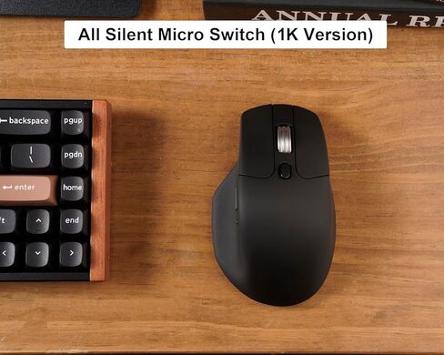 Keychron M6 Wireless All Silent Gaming Optical Mouse, 1000Hz Tri-Mode 2.4 GHz/Bluetooth 5.3/Wired, PixArt 3311 Sensor, 12000 DPI, Magnetic Metal Scroll Wheel for Windows PC/Mac - Black in Saudi Arabia