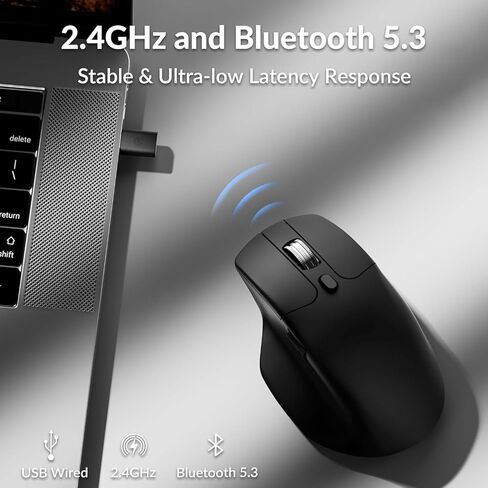 Keychron M6 Wireless All Silent Gaming Optical Mouse, 1000Hz Tri-Mode 2.4 GHz/Bluetooth 5.3/Wired, PixArt 3311 Sensor, 12000 DPI, Magnetic Metal Scroll Wheel for Windows PC/Mac - Black in Saudi Arabia