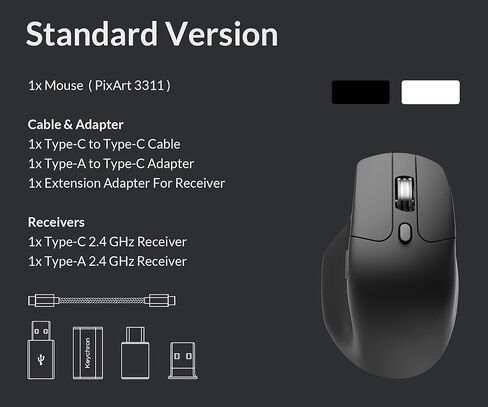 Keychron M6 Wireless All Silent Gaming Optical Mouse, 1000Hz Tri-Mode 2.4 GHz/Bluetooth 5.3/Wired, PixArt 3311 Sensor, 12000 DPI, Magnetic Metal Scroll Wheel for Windows PC/Mac - Black in Saudi Arabia