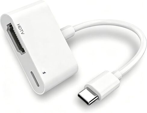 محول USB C إلى HDTV 4K@60 هرتز مع شحن سريع 100 وات PD [معتمد من MFi]، متوافق مع iPhone 17/16/15 Pro Max وMacBook وiPad Pro وGalaxy S25 وSwitch والمزيد - سلك HDTV إلى USB C للتلفزيون عالي الدقة/الشاشة in Kuwait