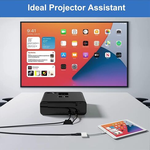 محول USB C إلى HDTV 4K@60 هرتز مع شحن سريع 100 وات PD [معتمد من MFi]، متوافق مع iPhone 17/16/15 Pro Max وMacBook وiPad Pro وGalaxy S25 وSwitch والمزيد - سلك HDTV إلى USB C للتلفزيون عالي الدقة/الشاشة in Kuwait