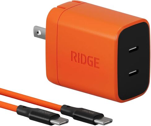RIDGE 45W Power Adapter Kit, Dual USB-C Ports, Laptop-Grade Power with Complete Cable Kit Included - Matte Olive in Saudi Arabia
