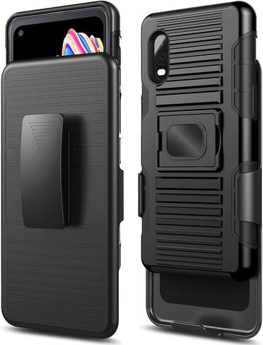 NZND Case for Samsung Galaxy XCover Pro (G715 AT&T FirstNet Verizon) with Tempered Glass Screen Protector, Belt Clip Holster, Rugged Ring Grip Cover with Stand [Built-in Mounting Plate] -Black in Kuwait