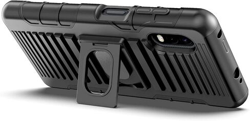 NZND Case for Samsung Galaxy XCover Pro (G715 AT&T FirstNet Verizon) with Tempered Glass Screen Protector, Belt Clip Holster, Rugged Ring Grip Cover with Stand [Built-in Mounting Plate] -Black in Kuwait