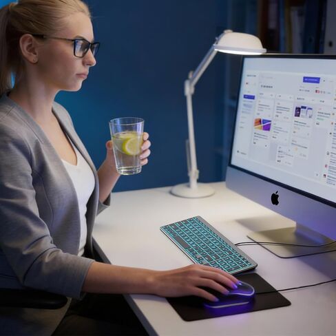 OMOTON Wired Keyboard for Mac, Large Print Backlit Keyboard with Numeric Keypad, Dual Interface (USB C + A), 7 Colors Light UP and Easy to See Big Letters for MacBook Pro/Air, Mini, iMac, Space Grey in Saudi Arabia