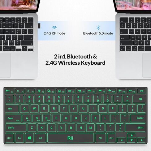 Rii Wireless Keyboard,Bluetooth Keyboard(2.4G+BT5.0),RGB Backlit,Rechargeable with Aluminum Alloy Case for Tablet,Surface,PC,Laptop with Windows (X9-Windows) in Saudi Arabia