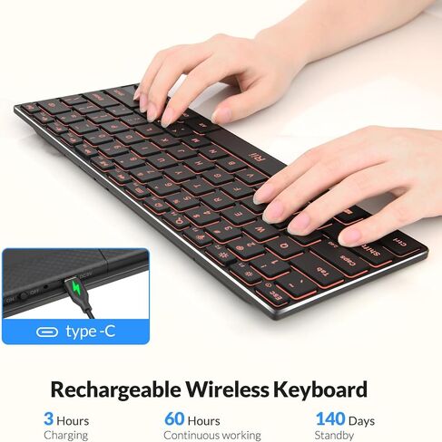 Rii Wireless Keyboard,Bluetooth Keyboard(2.4G+BT5.0),RGB Backlit,Rechargeable with Aluminum Alloy Case for Tablet,Surface,PC,Laptop with Windows (X9-Windows) in Saudi Arabia