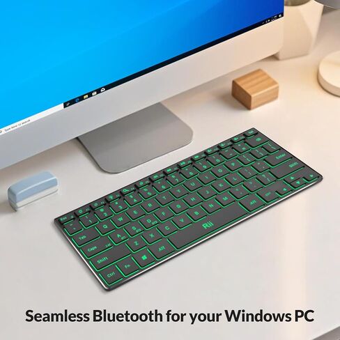 Rii Wireless Keyboard,Bluetooth Keyboard(2.4G+BT5.0),RGB Backlit,Rechargeable with Aluminum Alloy Case for Tablet,Surface,PC,Laptop with Windows (X9-Windows) in Saudi Arabia