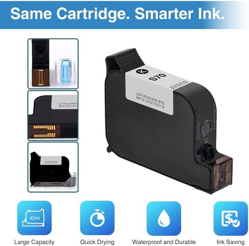 Faith Mini Inkiet Printer for Logo QR Code Date Batch Barcode Number Serial Number on Anything Farbic Wood Plastic Cardboard Metal Clothes,16H Long Endurance,0.5 Inch Nozzle,42ml Fast Dry Ink in Saudi Arabia