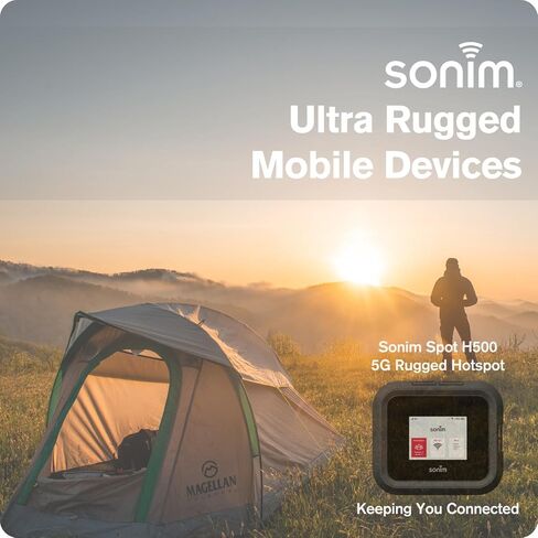 نقطة اتصال متنقلة Sonim H500 5G | جهاز توجيه السفر 5G بدعم عالمي | مفتوح للعمل مع AT&T وT-Mobile وUScello | متين IP68 وMIL-STD-810H | واي فاي 6E | إيثرنت (1 جيجابت في الثانية) | بطارية 6000 مللي أمبير in Kuwait