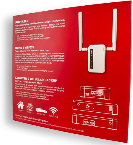 CSG m106 LTE Cellular Gateway Business or Home Router, Verizon 4G LTE Network Compatible, Built-in Failover, 5,000 mAh Backup Battery for Travel, Lightweight Portable Design, RV Internet in Kuwait