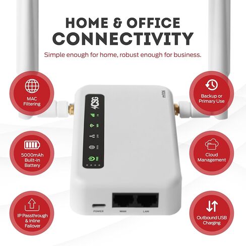 CSG m106 LTE Cellular Gateway Business or Home Router, Verizon 4G LTE Network Compatible, Built-in Failover, 5,000 mAh Backup Battery for Travel, Lightweight Portable Design, RV Internet in Kuwait