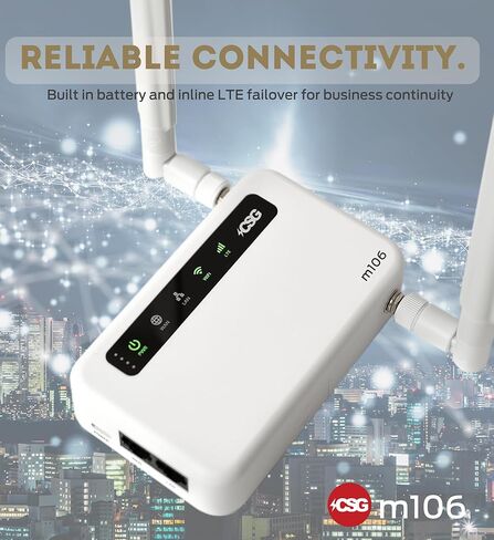 CSG m106 LTE Cellular Gateway Business or Home Router, Verizon 4G LTE Network Compatible, Built-in Failover, 5,000 mAh Backup Battery for Travel, Lightweight Portable Design, RV Internet in Kuwait
