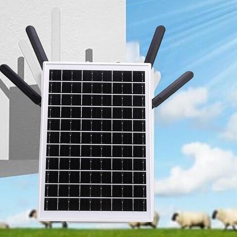 12W Solar Powered 4G LTE Modem Router, Solar WiFi Extender Signal Booster Wireless Mobile Hotspot with SIM Card Slot, 300Mbps, for Outdoor Use (White Antennae) in Saudi Arabia