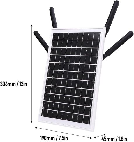 12W Solar Powered 4G LTE Modem Router, Solar WiFi Extender Signal Booster Wireless Mobile Hotspot with SIM Card Slot, 300Mbps, for Outdoor Use (White Antennae) in Saudi Arabia