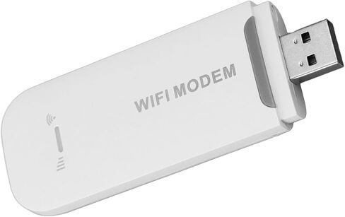 جهاز توجيه السفر Alomejor 4G USB المحمول واي فاي 4G LTE مودم USB نقطة اتصال متنقلة مع تشفير WPA WPA2 لـ 10 أجهزة التوصيل والتشغيل (أبيض) in Kuwait