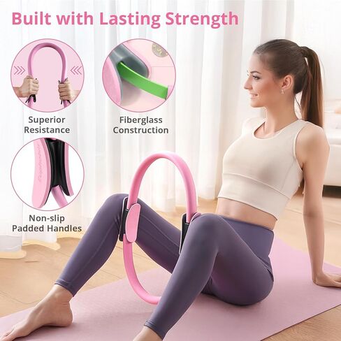 Pilates Essentials Kit for Women, Home Workout Pilates Kit with Ring, Mini Ball, Resistance Bands, Yoga Strap & More | Beginner Pilates Starter Kit for Toning, Strength & Flexibility in Saudi Arabia