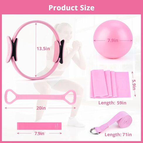 Pilates Essentials Kit for Women, Home Workout Pilates Kit with Ring, Mini Ball, Resistance Bands, Yoga Strap & More | Beginner Pilates Starter Kit for Toning, Strength & Flexibility in Saudi Arabia