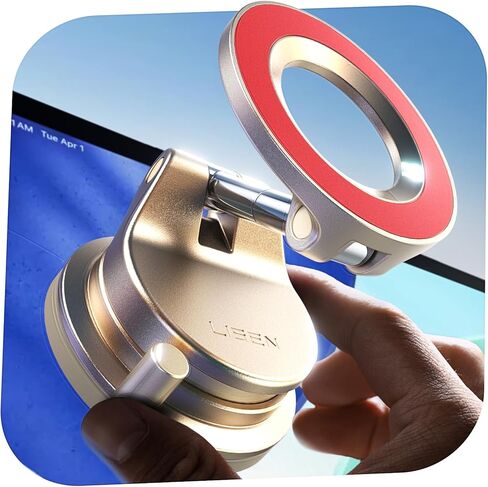 LISEN for Magsafe Car Mount, Magnetic Phone Holders for Your Car, Vacuum Phone Mount for Car Accessories for Men, Practical Unique Gifts Under 30 Dollars, Free Greeting Card Gift-Ready, Gold Red in Saudi Arabia