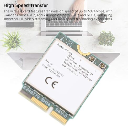 بطاقة لاسلكية EBTOOLS WiFi6E، نطاق 2.4 جيجا هرتز 5 جيجا هرتز 6 جيجا هرتز 5374 ميجا بت في الثانية M.2 محول وحدة مع 5.2، لأجهزة الكمبيوتر المحمول 10 11 والكمبيوتر الشخصي in Kuwait