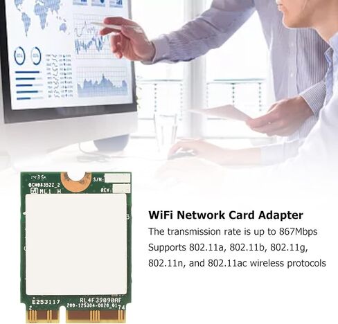 WiFi Network Card, 867Mbps M.2 NGFF WiFi Adapter with BT4.0, for Laptops B50 70 N50 70 B40 80 B50 80 Y40 in Saudi Arabia