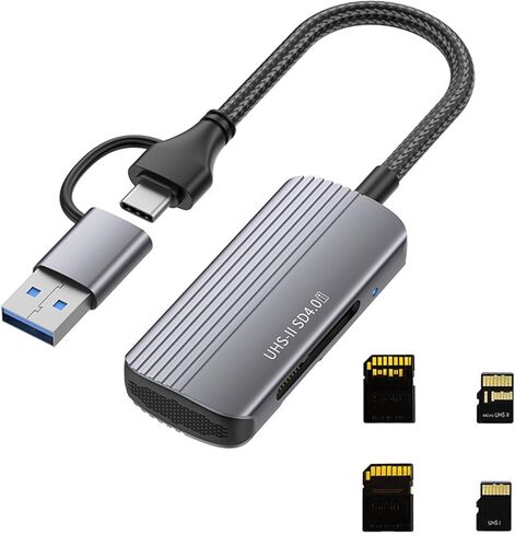 قارئ بطاقات SD 4.0، قارئ بطاقات ذاكرة USB-C/USB-A 2 في 1، لبطاقات SDXC، وSDHC، وSD، وMMC، وRS-MMC، وMicro SDXC، وMicro SD، وMicro SDHC، وUHS-II، وUHS-I in Saudi Arabia