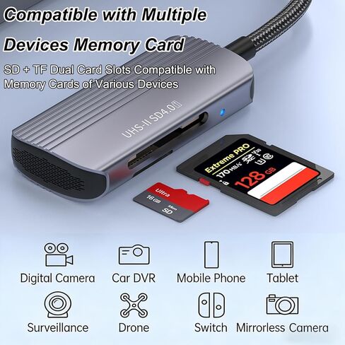 قارئ بطاقات SD 4.0، قارئ بطاقات ذاكرة USB-C/USB-A 2 في 1، لبطاقات SDXC، وSDHC، وSD، وMMC، وRS-MMC، وMicro SDXC، وMicro SD، وMicro SDHC، وUHS-II، وUHS-I in Saudi Arabia