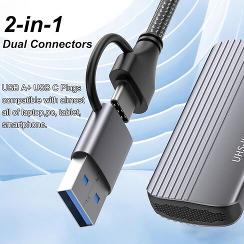 قارئ بطاقات SD 4.0، قارئ بطاقات ذاكرة USB-C/USB-A 2 في 1، لبطاقات SDXC، وSDHC، وSD، وMMC، وRS-MMC، وMicro SDXC، وMicro SD، وMicro SDHC، وUHS-II، وUHS-I in Saudi Arabia