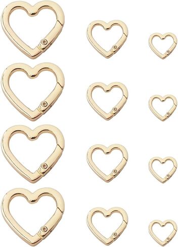 12PCS Heart Keychain Clip, 3 Sizes Zinc Alloy Carabiner Spring Hook, Mini Heart Shaped Key Ring for Camping Hiking Jewelry Making DIY Crafts in Saudi Arabia